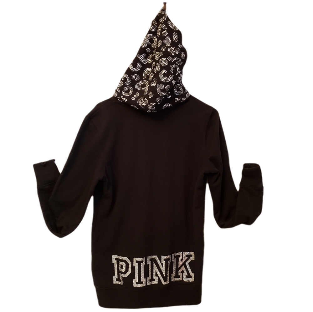 Pink VS Black Hoodie Metal Rivet Deco Size XS